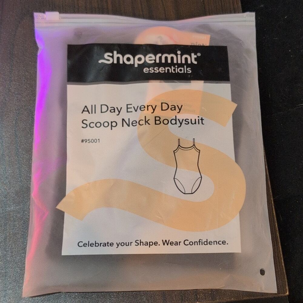 Shapermint All Day Every Day Scoop Neck Bodysuit Firm Control Black L 95001